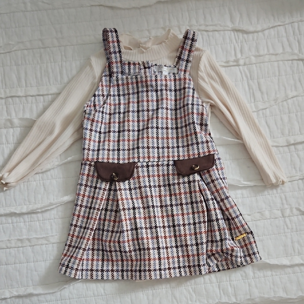 Tahari Kids Plaid Dress with Cream Top